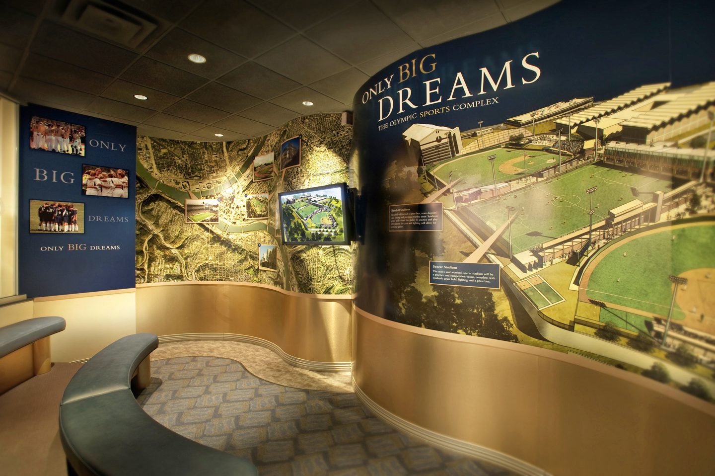 Only Big Dreams Olympic Sports Complex exhibit wall designed by A to Z